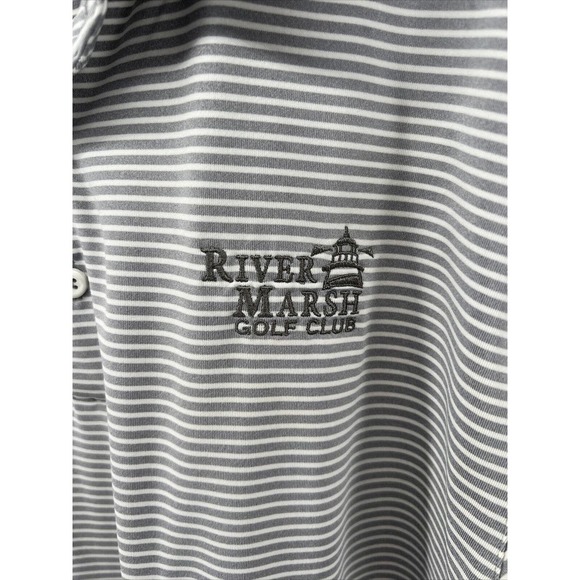 Under Armour Loose Heat Gear Mens White Gray Striped Short Sleeve Polo Shirt L - Picture 3 of 6